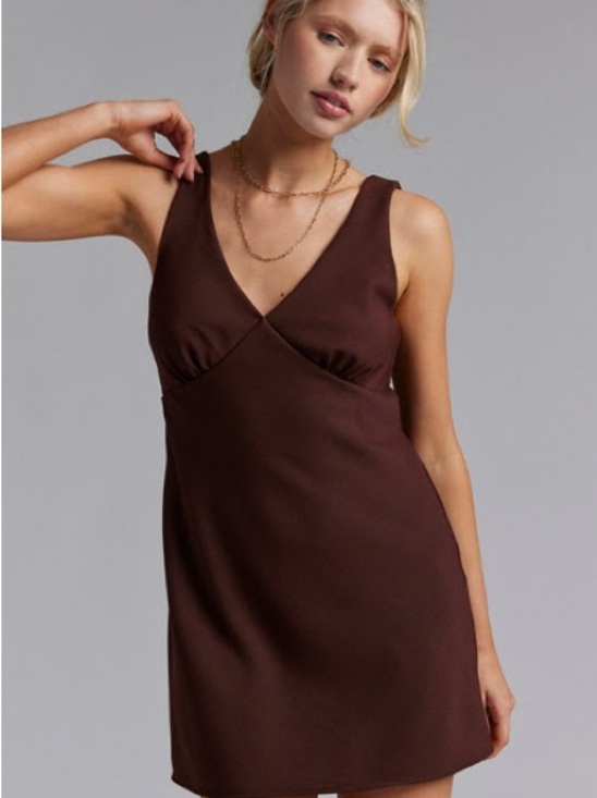 Urban Outfitters Dresses & Skirts - Urban Outfitters Chocolate Brown V-Neck Mini Dress